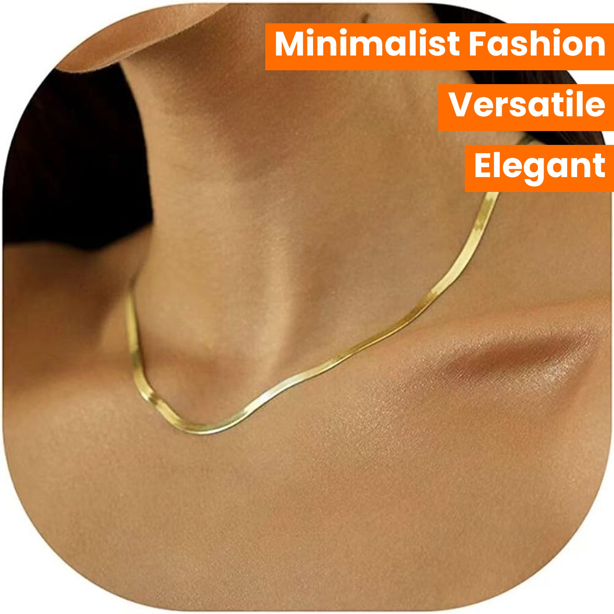 18K Gold Plated Snake Bone Chain Necklace for Women